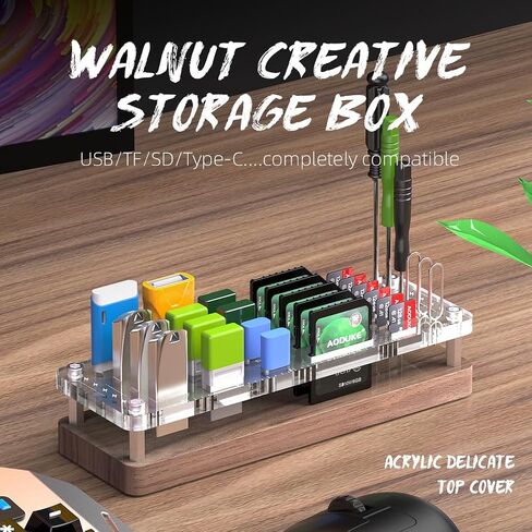 25 Slot Wooden Memory Card Case Box and USB Drive Stand - SD Card Holder, Micro SD Case, Mobile Card Taking Needle - FSNH01M in Saudi Arabia