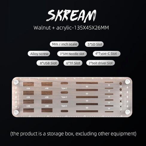 25 Slot Wooden Memory Card Case Box and USB Drive Stand - SD Card Holder, Micro SD Case, Mobile Card Taking Needle - FSNH01M in Saudi Arabia