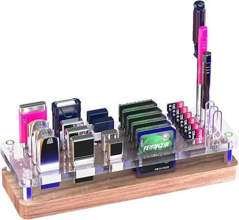 25 Slot Wooden Memory Card Case Box and USB Drive Stand - SD Card Holder, Micro SD Case, Mobile Card Taking Needle - FSNH01M in Saudi Arabia