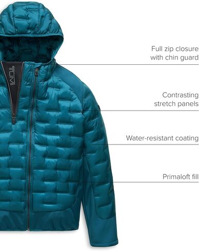 TUMI Men's Heat Seal Quilted Midweight Puffer with PrimaLoft Fill - Premium Men's Coat with Hood - Nylon Winter Coat in Saudi Arabia