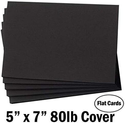 Hamilco Black Colored Cardstock Thick paper - Blank Note Greeting Invitations & Index Cards - 5 x 7" Heavy Weight 80 lb Scrapbook Chalkboard Card Stock - 50 Pack in Kuwait