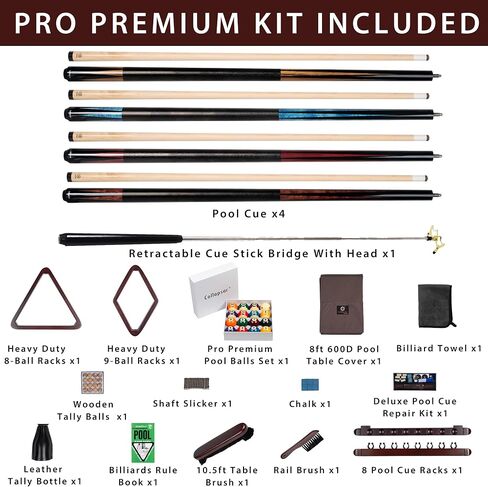 Collapsar Pool Table Accessories Kit, Premium Pool Stick & Retractable Cue Bridge, Billiard Balls Set &Table Covers, Ball & Cue Racks and Other Billiard Accessory in Saudi Arabia
