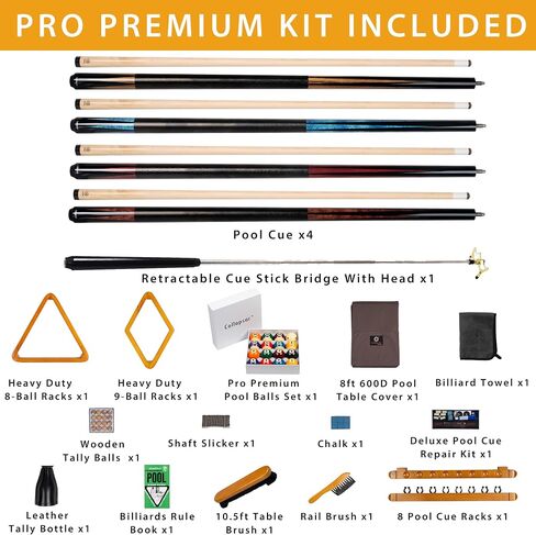 Collapsar Pool Table Accessories Kit, Premium Pool Stick & Retractable Cue Bridge, Billiard Balls Set &Table Covers, Ball & Cue Racks and Other Billiard Accessory in Saudi Arabia