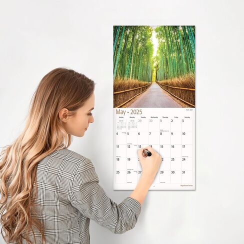 RED EMBER Trees Hangable Monthly 2025 Wall Calendar | 12" x 24" When Open | Thick & Sturdy Paper | Giftable | Beautiful Pathways Nature in Saudi Arabia