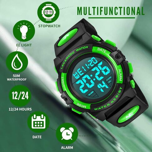 NN BEN NEVIS Boys Watch, Kids Digital Watch for 5-15 Year Sport Outdoor Multifunction Chronograph 50M Waterproof Alarm Calendar, Kids Watch with Colorful Backlight in Kuwait