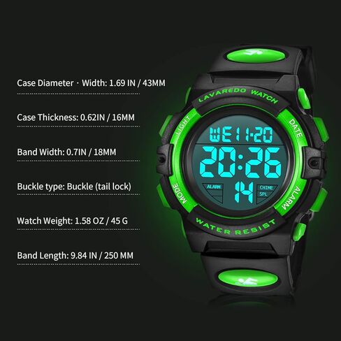 NN BEN NEVIS Boys Watch, Kids Digital Watch for 5-15 Year Sport Outdoor Multifunction Chronograph 50M Waterproof Alarm Calendar, Kids Watch with Colorful Backlight in Kuwait