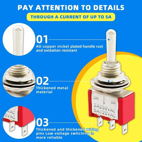 Spdt Toggle Switch，20Pack 3 Position 6 Pin ON-ON Metal Toggle Switch 6A 125VAC Heavy Duty Waterproof Toggle Switch in Saudi Arabia