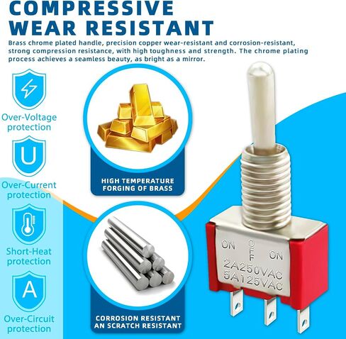 Spdt Toggle Switch，20Pack 3 Position 6 Pin ON-ON Metal Toggle Switch 6A 125VAC Heavy Duty Waterproof Toggle Switch in Saudi Arabia