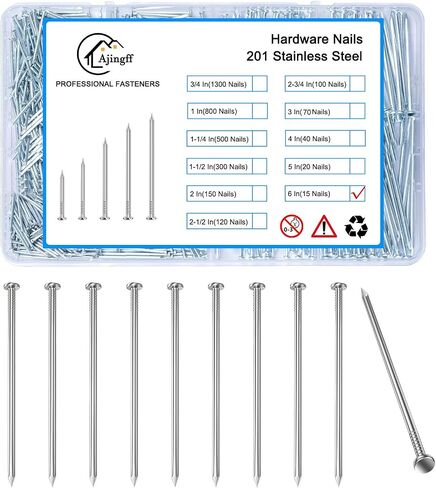 20PCS Stainless Steel Hardware Nails with Storage Box, 5Inch Flat Head Nails for Hanging Pictures and Woodworking, Picture Hanging Nails, Long Nails, Wall Nails, Wood Nails, Finishing Nails in Saudi Arabia