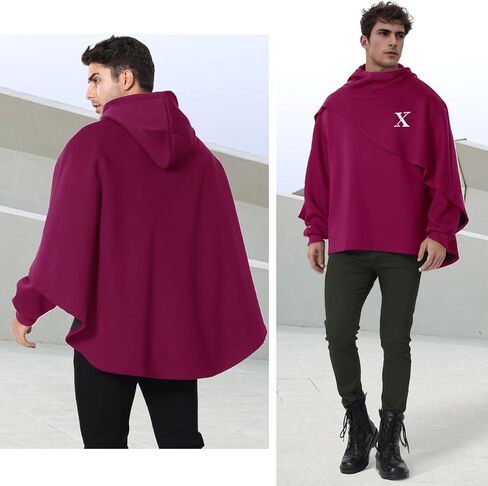 Men's Fashion Hoodies Techwear Poncho Shawl Sweatshirts Patchwork Hip Hop Athletic Casual Pullover Coat Unisex in Saudi Arabia