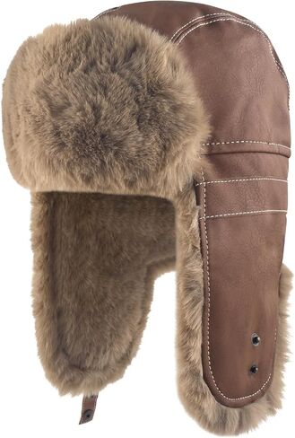 TINDTOP Winter Trapper Hat for Men Women, Faux Fur Warm Russian Ushanka Cossack Trooper Hat Hunting Skiing Aviator Cap in Saudi Arabia