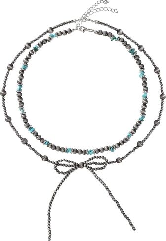 Bow Bowknot Pearl Cowboy Cowgirl Navajo Pearl Necklace For women Western Boho Beaded Necklaces in Saudi Arabia