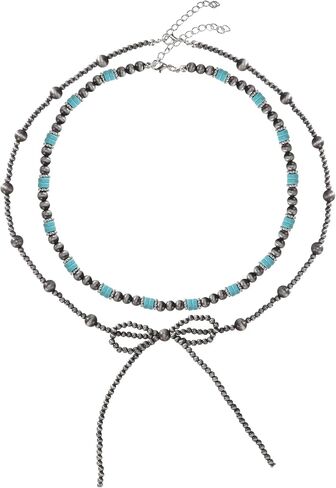 Bow Bowknot Pearl Cowboy Cowgirl Navajo Pearl Necklace For women Western Boho Beaded Necklaces in Saudi Arabia