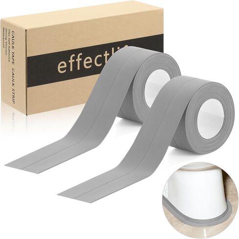 Grey Caulk Tape Self-Adhesive - Bathroom Corner Caulking Tape - Waterproof Toilet Caulk Strip - Toilet Sealer Around Toilet Base - Traditional Caulking Replacement in Saudi Arabia