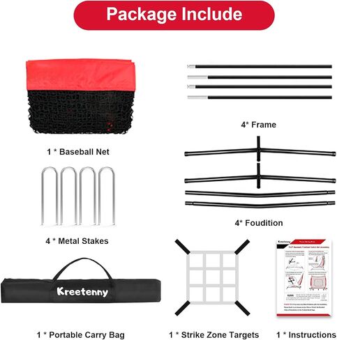 Baseball Net, 7'×7' Baseball Softball Practice Net, Baseball Hitting Pitching Batting Training Net with Bow Frame, Baseball Backstop Net with Strike Zone and Carry Bag in Saudi Arabia