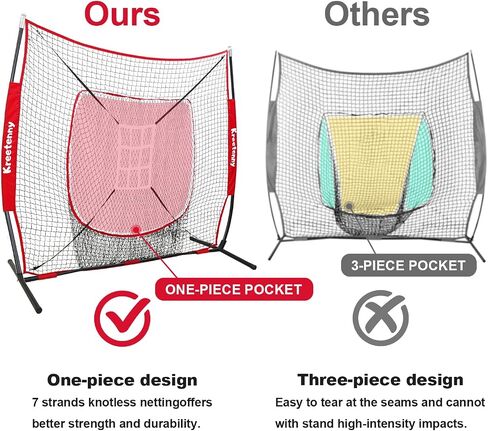 Baseball Net, 7'×7' Baseball Softball Practice Net, Baseball Hitting Pitching Batting Training Net with Bow Frame, Baseball Backstop Net with Strike Zone and Carry Bag in Saudi Arabia