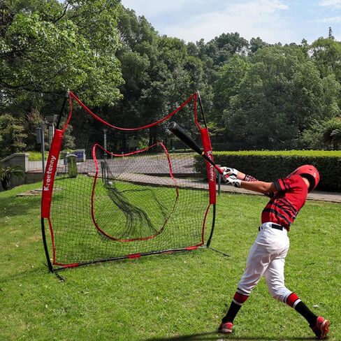 Baseball Net, 7'×7' Baseball Softball Practice Net, Baseball Hitting Pitching Batting Training Net with Bow Frame, Baseball Backstop Net with Strike Zone and Carry Bag in Saudi Arabia