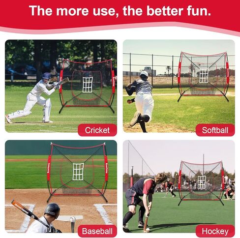 Baseball Net, 7'×7' Baseball Softball Practice Net, Baseball Hitting Pitching Batting Training Net with Bow Frame, Baseball Backstop Net with Strike Zone and Carry Bag in Saudi Arabia