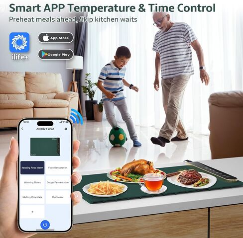 Electric Food Warming Mat for Buffet: Smart Food Warmer with App Control - Silicone Heating Mat for Food Portable Warming Trays for Parties to Keep Warm Heating Tray for Thanksgiving Christmas Xmas in Saudi Arabia