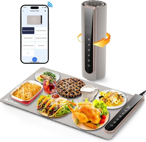 Electric Food Warming Mat for Buffet: Smart Food Warmer with App Control - Silicone Heating Mat for Food Portable Warming Trays for Parties to Keep Warm Heating Tray for Thanksgiving Christmas Xmas in Saudi Arabia