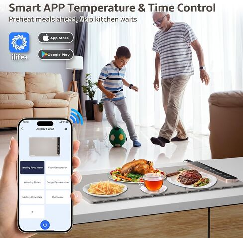 Electric Food Warming Mat for Buffet: Smart Food Warmer with App Control - Silicone Heating Mat for Food Portable Warming Trays for Parties to Keep Warm Heating Tray for Thanksgiving Christmas Xmas in Saudi Arabia