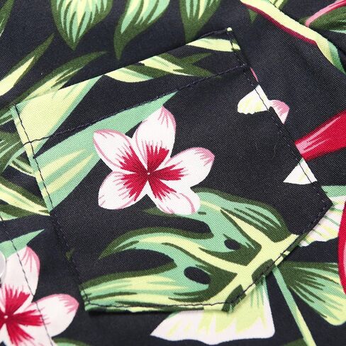 OCHENTA Boy's Monstera Print Hawaiian Shirt Button Down Casual Beach Aloha Party Tops 2 White 140CM - 6-7 Years in Kuwait