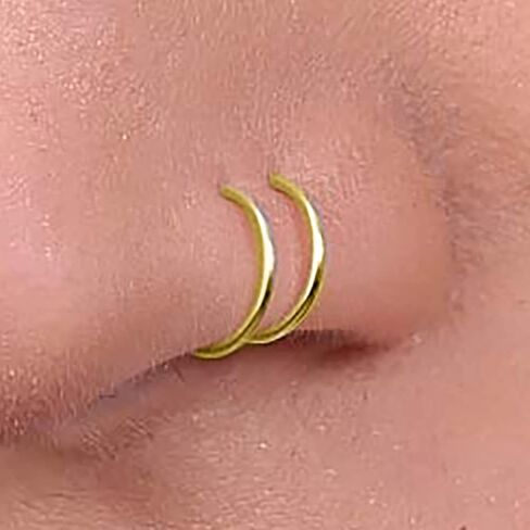 Double Hoop Nose Piercing - Sterling Silver Spiral Nose Ring - Comfortable Handmade Thin 20g Nasil Hoop in Saudi Arabia