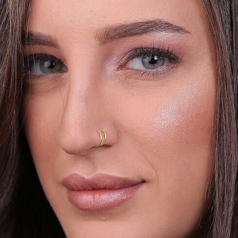 Double Hoop Nose Piercing - Sterling Silver Spiral Nose Ring - Comfortable Handmade Thin 20g Nasil Hoop in Saudi Arabia