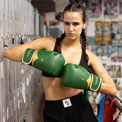قفازات الملاكمة المعاصرة للسيدات - جلد نباتي بتصميم احترافي لتدريب الملاكمة التايلاندية MMA كيك بوكسينغ 12 أونصة 14 أونصة 16 أونصة in Saudi Arabia