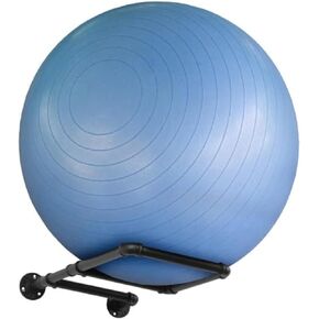 MyGift Wall-Mounted Exercise Ball Rack | Black Industrial Pipe Yoga Stability Ball Storage Display Holder for Home Gym and Studios, Set of 2