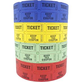 Yuanhe Raffle Tickets Double Roll - 8 Colors of 2000 Tickets 2" x 2" - 50/50 Raffle Tickets for Events; Entry; Class Reward; Fundraiser; Prizes
