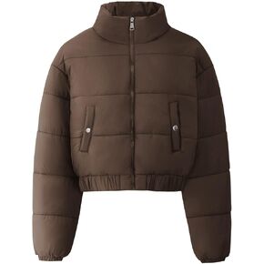 Gihuo Women' s Cropped Quilted Puffer Jacket Outerwear Coats