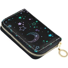 Leather Credit Card Holder Zipper Card Wallet Slim Organizer Case Business Card Case Shark Tooth Jaws for Woman Man