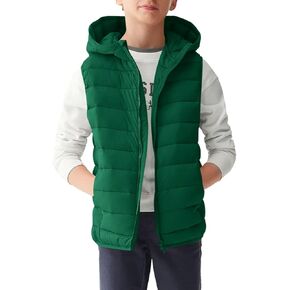 Haloumoning Boys Puffer Vest Kids Sleeveless Lightweight Puffy Down Jacket with Hood 4-14 Years
