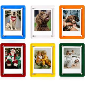 Magnetic Refrigerator Mini Picture Frames, 2.36x3.54 Acrylic Magnetic Clear Photo Frames, 2x3 Mini Film Picture Frame Compatible with Instax/Polaroid Camera for Fridge/Locker/Wall, 6 Pack