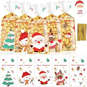 PADELO 60 Pcs Halloween Treat Bags - Cute Happy Halloween Candy Bags, Plastic Halloween Cellophane Goodie Gift Goody Bags with Golden Twist Ties for Halloween Themed Party Supplies Favors, 4 Styles