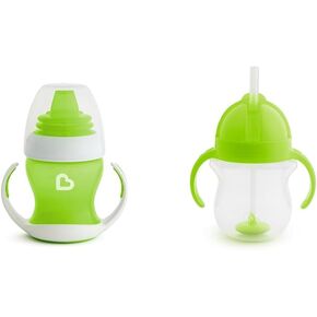 Munchkin® Gentle™ Transition Sippy Trainer Cup, 4 Ounce, 2 Pack, Blue & Stay Put™ Suction Bowls for Babies and Toddlers, 3 Pack, Blue/Green/Purple