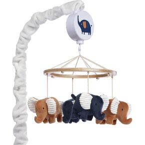Lambs & Ivy Jungle Safari Musical Baby Crib Mobile - Gray, Beige, White, Animals
