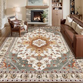 2x6 Washable Runner Rug for Hallways, Non Slip Vintage Runner Rug, Soft Low Pile Long Rug Runner, Print Distressed Brown Carpet Runners for Kitchen Bedroom Entryway Bathroom Living Room