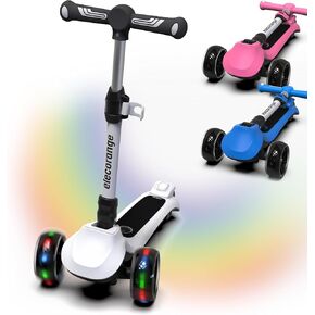 T500 Balance Electric Scooter for Kids Age 4-9, 2 Types Front Wheels, Electric Horn, Full Body Lights Up, Wide Deck, 5Mph Safe Speed, 70min Riding, Foldable Battery Kick Scooter Boys & Girl
