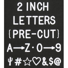 2 Inch Letters for Letter Board Letters Only, Large White Plastic Letters for Felt Letter Board Signs Accessories Big Pre-cut Letters 2" for Changeable Message Board Letterboard Letters 186 Characters
