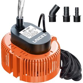 Sump Pump, 950GPH Ultra-quiet, Submersible Water Pump, Pool Cover Pump, Sump Pump for Pool Draining with 16ft Drainage Hose, Upgraded 25ft Thicker Power Cable and 4 Adapters, Black