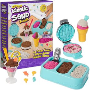 Kinetic Sand Ice Cream Scents 3-Pack, 2lbs of Strawberry, Chocolate, and Vanilla Scented Play Sand, Toys for Kids Ages 3+