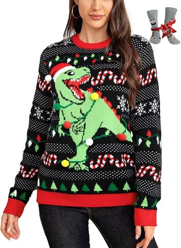 LANPULUX سترات عيد الميلاد القبيحة للنساء بلوفر عيد الميلاد سترة مضحكة جديدة سترة علوية محبوكة للحفلات in Kuwait