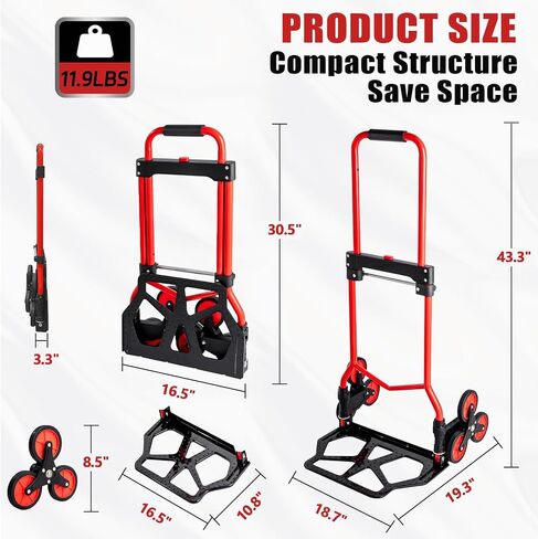 2024 New Upgrade Hand Truck Dolly Heavy Duty 660lbs Capacity,3 in 1 Folding Hand Truck with Telescoping Handles and Rubber Wheels,Portable Dolly Cart with Brakes and Bungee Cords for Moving in Saudi Arabia