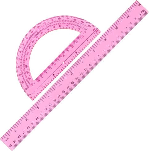 2 Packs Plastic Ruler 12 Inch Protractor Angle Finder Plastic Ruler and Protractor Set Math Geometry Set Clear Ruler School Supplies Set Transparent Ruler for School Home Supplies Drawing (Blue) in Saudi Arabia