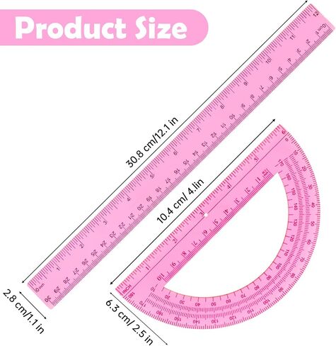 2 Packs Plastic Ruler 12 Inch Protractor Angle Finder Plastic Ruler and Protractor Set Math Geometry Set Clear Ruler School Supplies Set Transparent Ruler for School Home Supplies Drawing (Blue) in Saudi Arabia