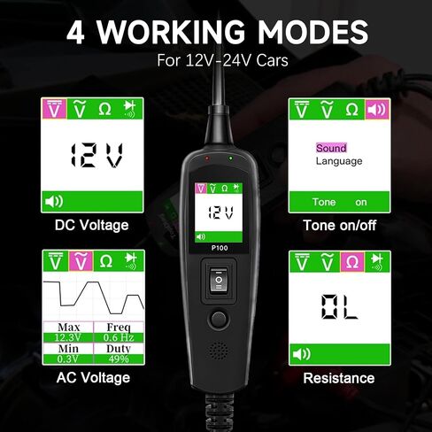 P150 Electrical Tester for 6-30V, Intelligent Testing/Voltage Testing/Injector Test/Resistance/Component Activation/Ground Detection in Kuwait