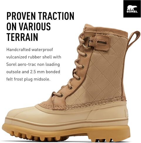 SOREL Women's Caribou Royal Waterproof Boot - Black, Chalk - 10 in Saudi Arabia