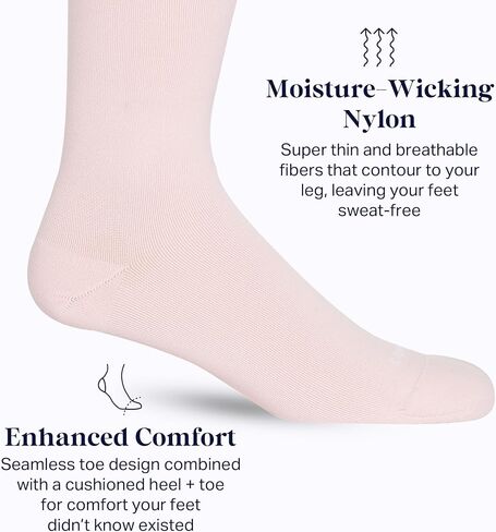 Comrad Nylon Knee High Socks - 20-30mmHg Firm Compression Socks, (Heather Grey, Large Wide Calf) - Soft & Breathable Support Socks for Men, Pregnant Women, Nurses, Workout, Home, Work & Travel in Kuwait
